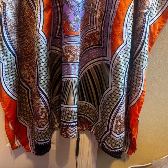EY Signature Especially Your Orange Colorful Cafton Poncho Muumuu One Size - Picture 4 of 15